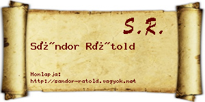 Sándor Rátold névjegykártya